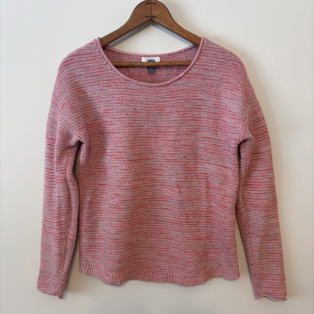 Old Navy 100% Cotton Pullover Knit Sweater Pink Marl SMALL
